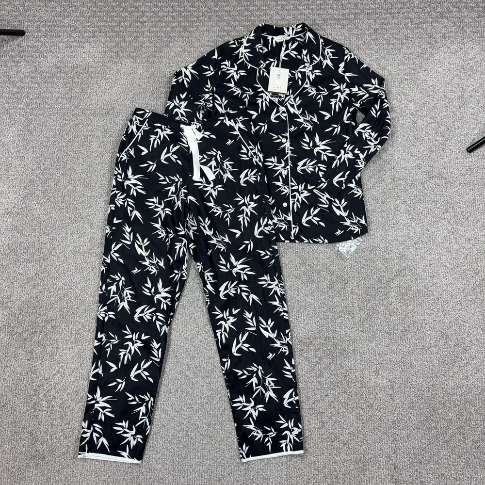 Cyberjammies Pajama Set Womens Small Black Bamboo Print Katie PJ Cotton Modal